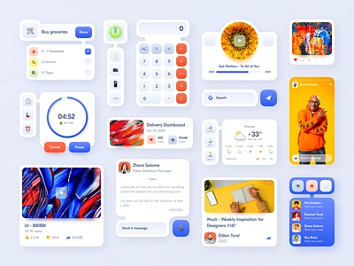 App Widgets Concept app bright color clean components concept design design system ios14 minimal mobile typography ui uikit ux widget