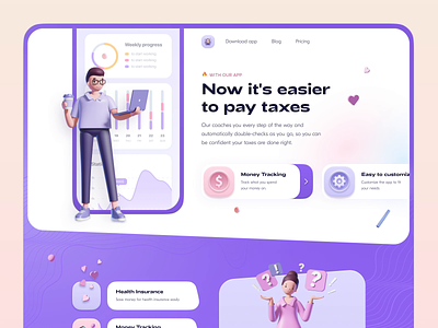 Landing Page for Taxes App ✨ 3d animation branding clean colorful concept design ios landing page minimal taxes typography ui ux video web web design