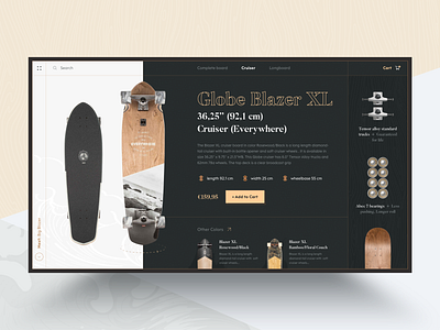 Globe Blazer XL // Promo Page Concept branding clean concept dark design interaction design minimal serif skateboard sketch store typogaphy ui user interface ux ux ui vector web design website