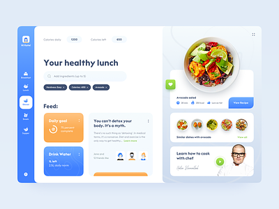 Healthy food app app branding clean cooking dashboard design flat food health mobile apps typography ui ui ux ui design ux vector web web design website