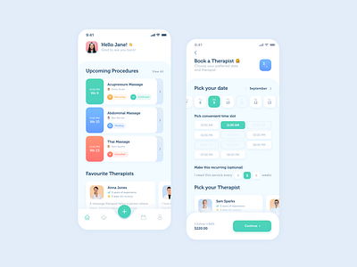 Spa app app app design application black lead branding bright color concept flat green health ios minimal mobile product design spa typography ui ui design ux vector