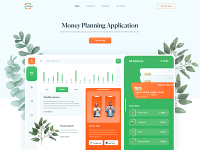 Money Planning App app banking clean concept credit card dashboard expenses financial graphic illustration minimal mobile money management planning typography ui ux vector web design
