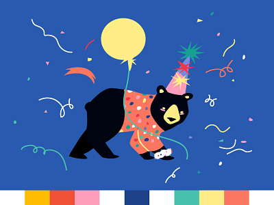 Party Bear adobe illustrator animal bear birthday party celebration digital illustration illustrator party vector vector artist