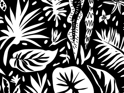 Bw Foliage black and white botanical foliage illustration jungle leaf nature plant tropical