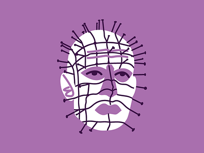 Hellraiser adobe illustrator characterdesign digital horror movie illustration portrait purple slasher vector
