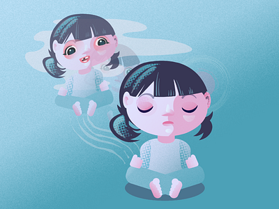 blue girl children childrens illustration illustration meditation vector