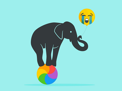 Sad Elephant beach ball of death circus elephant emoji illustration metaphorical vector