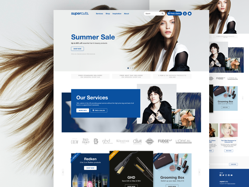 Supercuts ecommerce magento ui website design user interface landing page home page ux helvetica shop mobile responsive