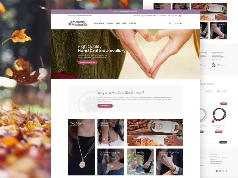 American Medical ID responsive mobile shop poppins ux home page landing page user interface website design ui magento ecommerce