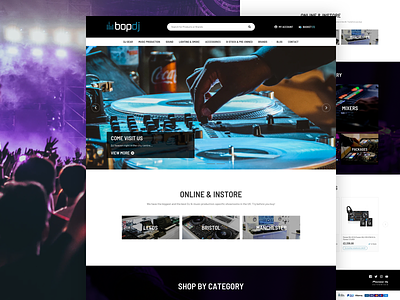 Bop DJ dance dj ecommerce home page landing page magento music shop shop shopping ui user interface ux web website design