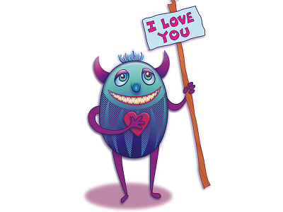 My little guy. character creature cute heart illustration illustrator love monster pastel