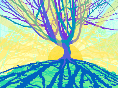 Shadow Tree - Digital Illustration adobe draw digital illustration drawing illustration illustrator ipad pro landscape shadows silhouette sketch sunset tree vector art