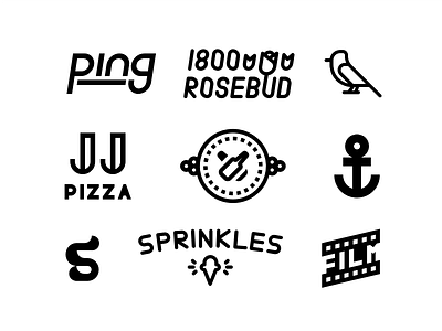 Thirty Logos challenge summary 1800 rosebud anchor film icon jj pizza minimal modern mywine ping sparked sprinkles wildlife