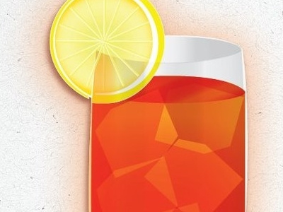 Iced Tea drink glass ice illustration lemon poster tea