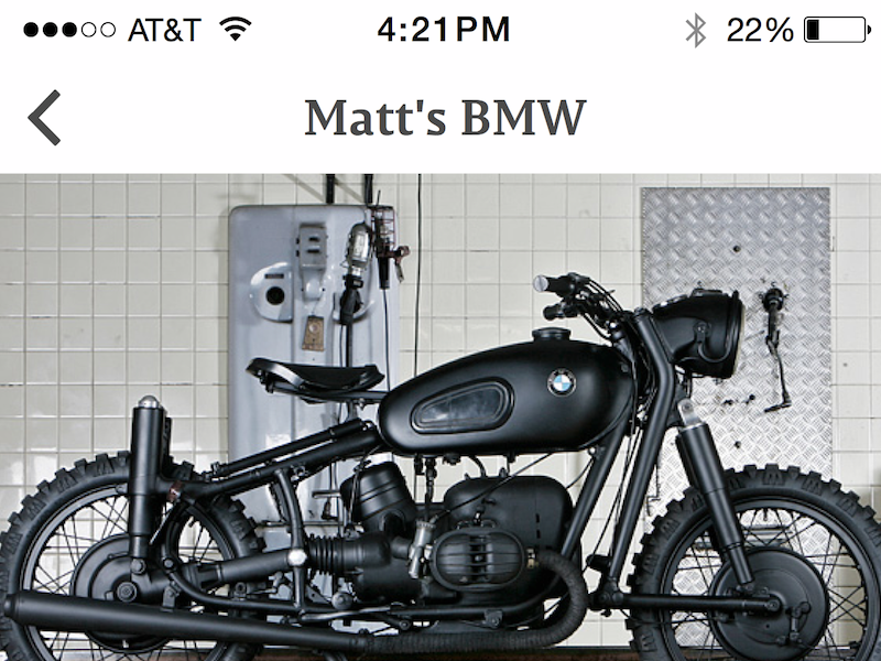 Item view - sneak peak motorcycle app item view ui ux interface