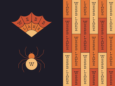 Webb Lake graphic illustration lake logo minimal pattern simplistic spider typography web