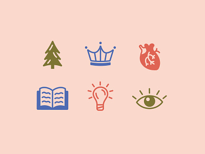 Arcadia Creative Co. Icon Set book crown eye handdrawn heart icons iconset illustration lightbulb tree