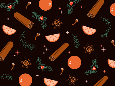 Holiday Potpourri cinnamon cloves cranberries graphic holiday illustration orange rosemary simplistic spice