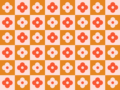 Checkered Flowers checkers flowers graphic retro simple spring