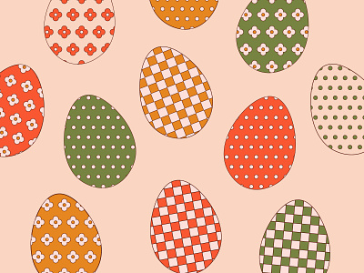 Easter Eggs checkered dots easter easter eggs eggs flower flower power illustraion retro