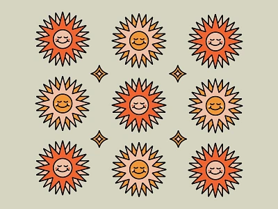 Sunshine 70s illustration pattern retro simplistic summer sunshine