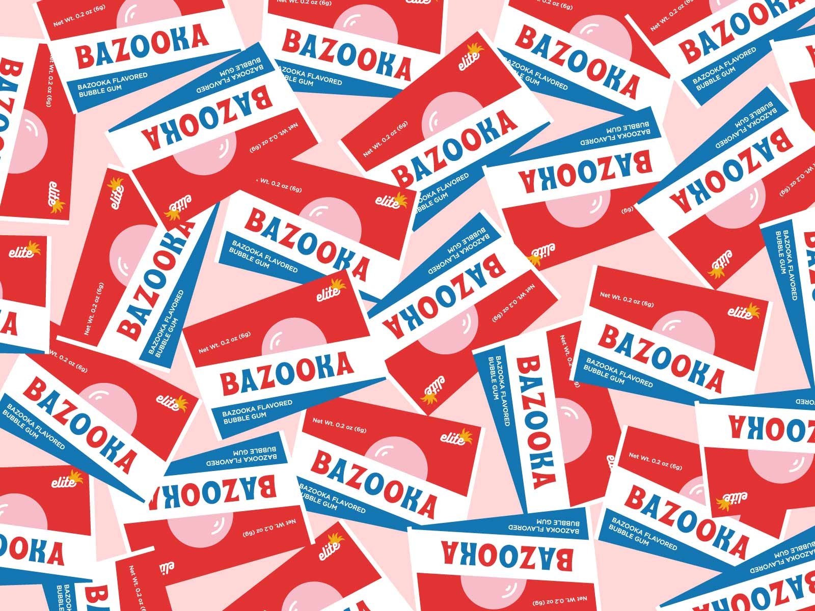 Bazooka bazooka bubble candy graphic gum illustration simplistic sweet typography