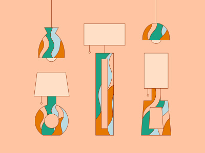 Lamps to brighten your day💡✨ colorful design funky graphic illustration lamps midcentury minimal simplistic