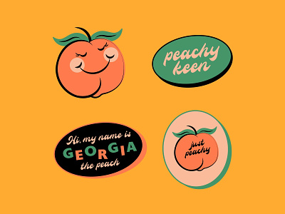 Georgia the peach stickers character cute design georgia graphic illustration peach simplistic stickers
