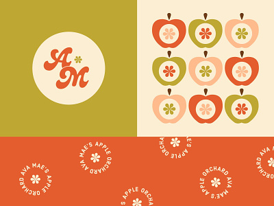 Ava Mae's apple branding funky graphic illustration logo minimal orchard simple