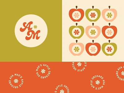 Ava Mae's apple branding funky graphic illustration logo minimal orchard simple