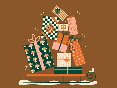 Presents! christmas graphic holiday illustration presents sleigh xmas