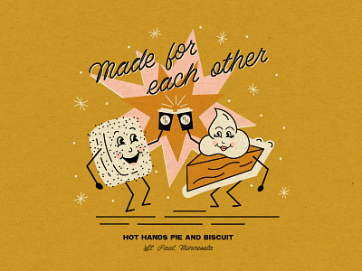 Hot Hands Pie and Biscuit biscuit cartoon character illustration pie retro vintage
