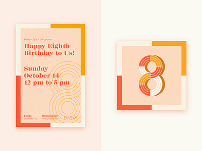 Proper 8th Birthday design eight graphic illustration invite logo pastel simple simplistic type typography vector