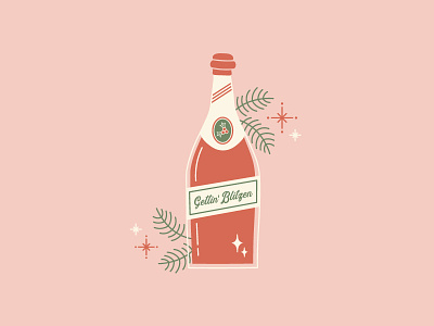 Gettin' Blitzen alchohol christmas design graphic holiday illustration simplistic vector wine wine bottle