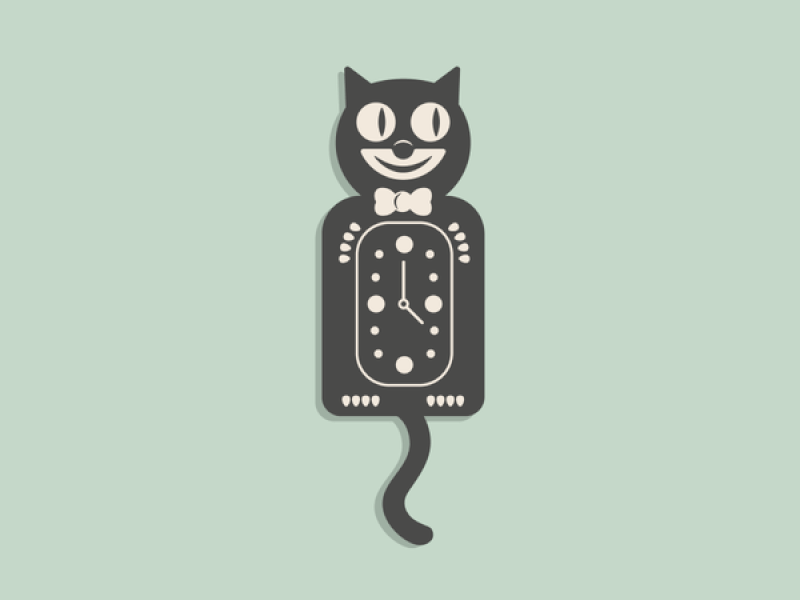 Cat Clock animated gif cat clock graphic illustration simplistic