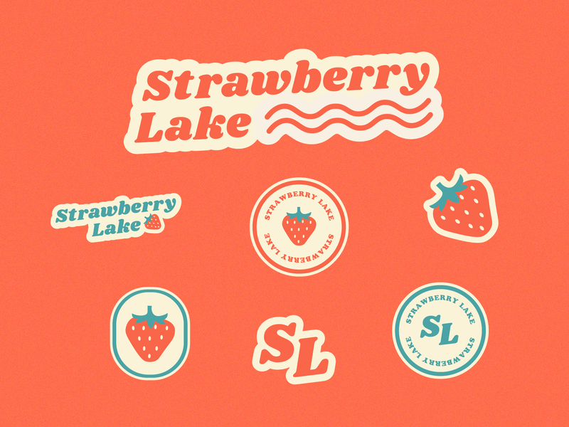 Strawberry Lake graphic illustration lake logo minnesota simplistic strawberry typography