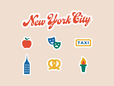 New York, New York graphic icons illustration new york simplistic stickers