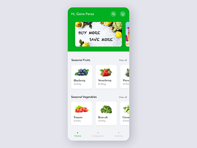 Online Grocery App animation app calories clean design food fruits grocery app interface marketplace minimal modern ui nutrition shopping store ui ux vegetables
