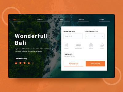 Explore Travel Destinations adventure app bali beach booking branding clean colors creative design jungle minimal modern ui planner travel trip ui ux vacation webdesign