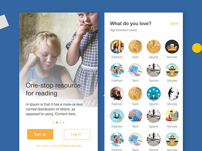Choose you interest category design interests mobile app sign in signup ui design
