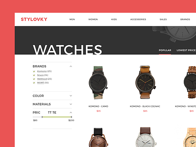Category page fashion filter products store watches