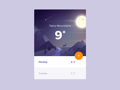 Weather Ui app illustration mountains purple rebound sky stars ui weather