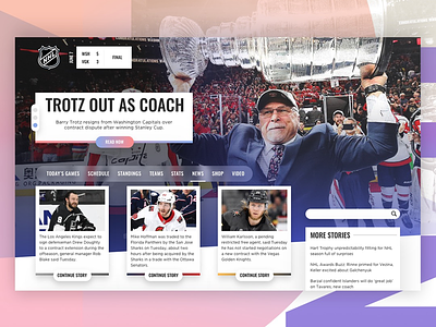 NHL Redesign adobe photoshop adobe xd gradient hockey interface nhl ui web