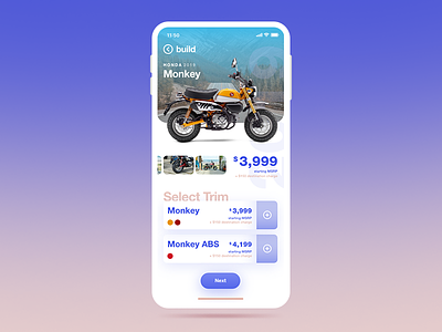Automobile App adobe xd app helvetica honda interface ios motorcycle ui xd