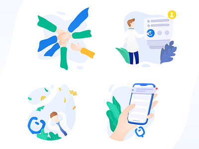 Four illustrations for Heyizhu app. app branding design illustration ui ux