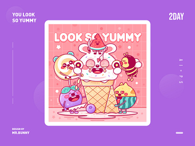 YOU LOOK SO YUMMY branding design flat gradual graphic graphical illustration typography ui vector