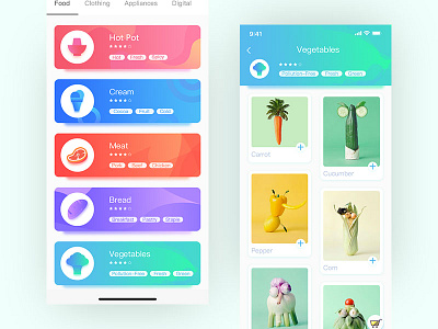 Shop Type App Design practice app card color cool shopping ui