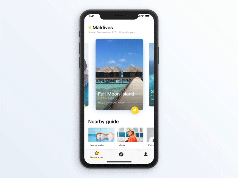 Surrounding tour recommended app app card free gif line maldives tourism ui