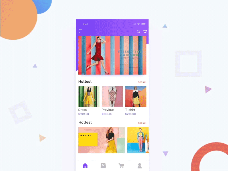 Try to make a new e-commerce product app card color gif shop shopping ui ux