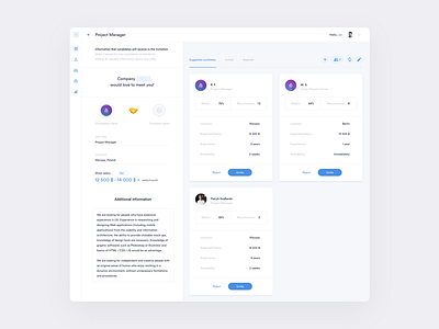Pre-selection of candidates dashboard interface recruitment ui ux web